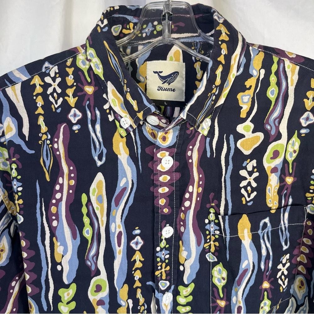Yiume Men’s‎ Tropical Aloha Hawaiian Button Down Shirt Multicolor Floral Size L